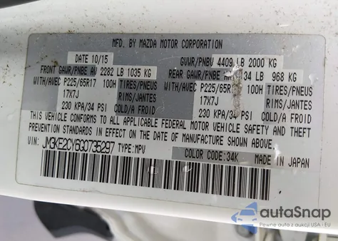 2016 Mazda Cx-5 Touring from USA, damaged, VIN JM3KE2CY6G0735297